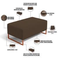 Kit 02 Puffs Decorativo Sala De Estar Cléo 90cm W01 Base Ferro Cobre Suede Marrom - Lyam Decor - 6