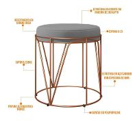 Kit 03 Puffs Decorativo Aramado Bronze Zaya L02 Corano Cinza - 3