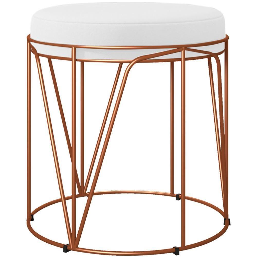 Kit 03 Puffs Decorativo Aramado Bronze Zaya L02 Branco - 4