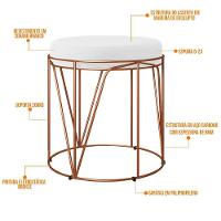 Kit 03 Puffs Decorativo Aramado Bronze Zaya L02 Branco - 3