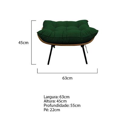 Puff Decorativo Costela Base Fixa Suede Verde