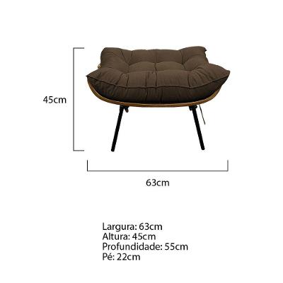 Puff Decorativo Costela Base Fixa Suede Marrom