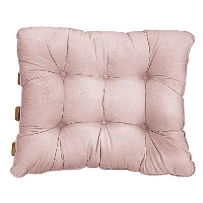 Puff Decorativo Costela Base Fixa Suede Rosê