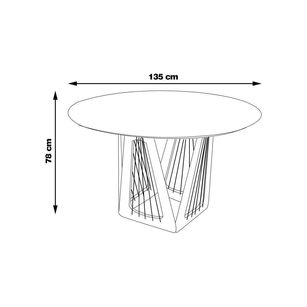 Mesa 4 Lugares 135cm Tampo Redondo De Vidro Preto/ébano - 5