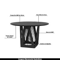 Mesa 4 Lugares 135cm Tampo Redondo De Vidro Preto/ébano