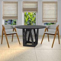 Mesa 4 Lugares 135cm Tampo Redondo De Vidro Preto/ébano - 6