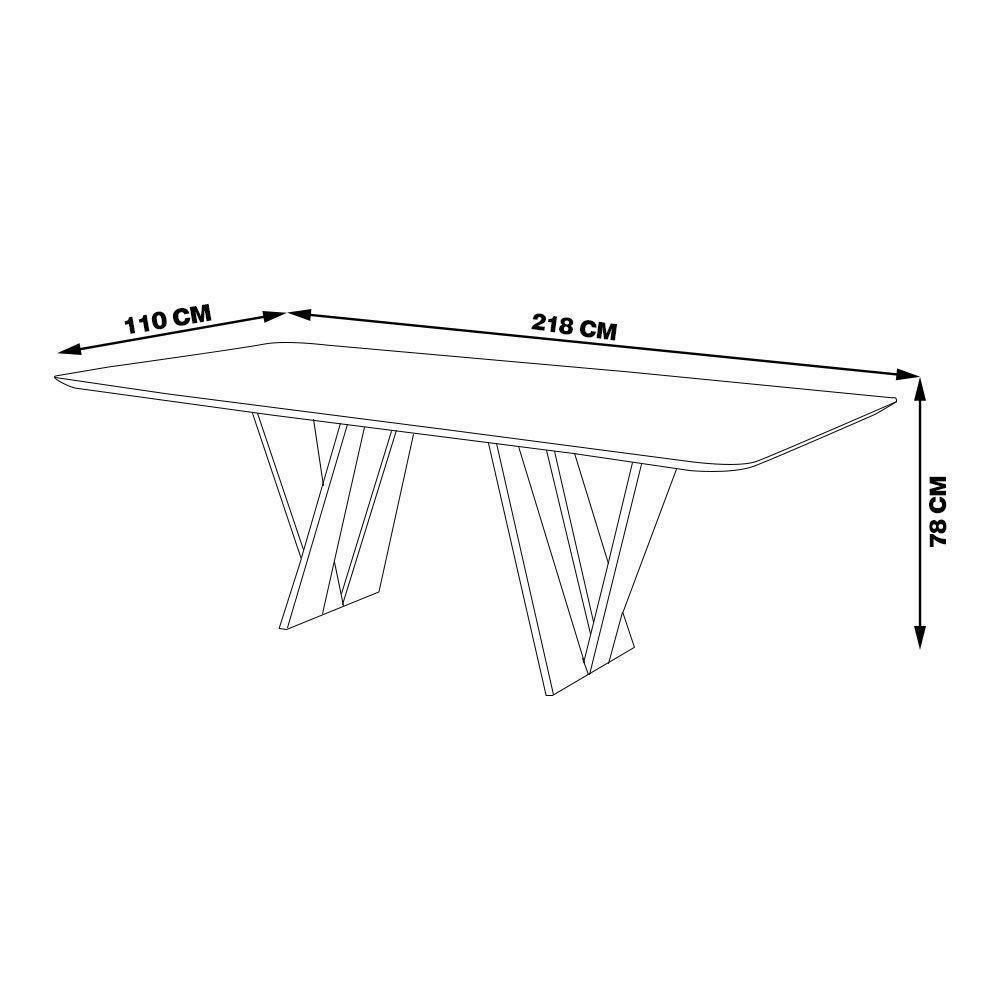 Mesa 8 Lugares 218cm Tampo Com Vidro Shuri Preto/ébano - 5