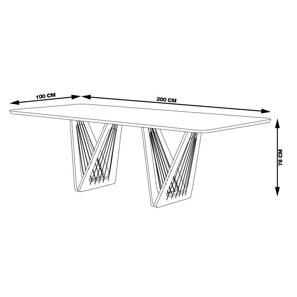 Mesa 6 Lugares 200cm Tampo De Vidro Preto/ébano - 5