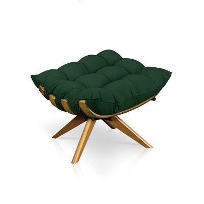 Puff Giratório Costela Suede Base Madeira Ma25 Verde