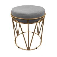 Puff Multiuso Com Mesa 2 Em 1 Suede Grafite Base Dourado - 1