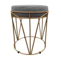 Puff Multiuso Com Mesa 2 Em 1 Suede Grafite Base Dourado - 2