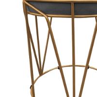 Puff Multiuso Com Mesa 2 Em 1 Suede Grafite Base Dourado - 3