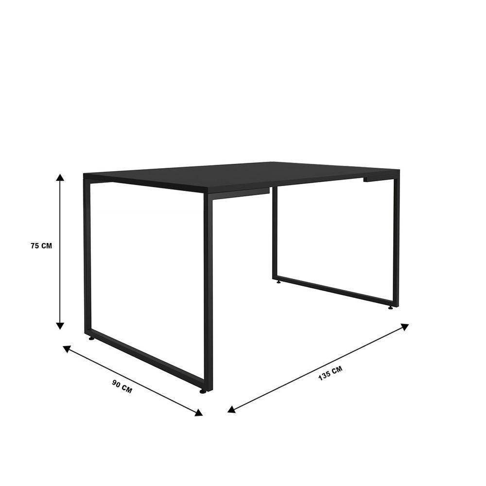 Mesa de Jantar 04 Lugares Porto 135cm Preto - 2