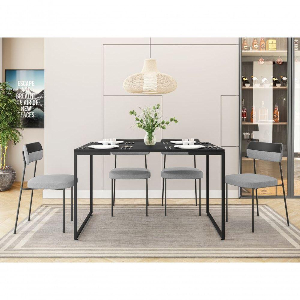 Mesa de Jantar 04 Lugares Porto 135cm Preto - 3