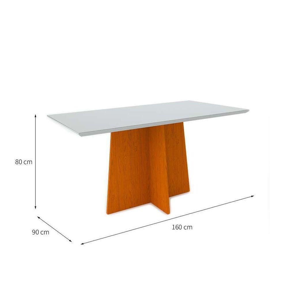 Mesa De Jantar 1,60m 6 Lugares Tampo De Vidro Ypê Off White - 3