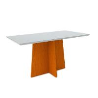 Mesa De Jantar 1,60m 6 Lugares Tampo De Vidro Ypê Off White - 1