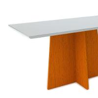 Mesa De Jantar 1,60m 6 Lugares Tampo De Vidro Ypê Off White - 2