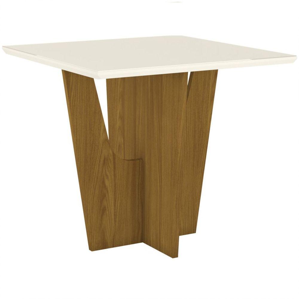 Mesa De Jantar /vidro Canto Reto 90cm Danielly Henn Nature Off White - 4