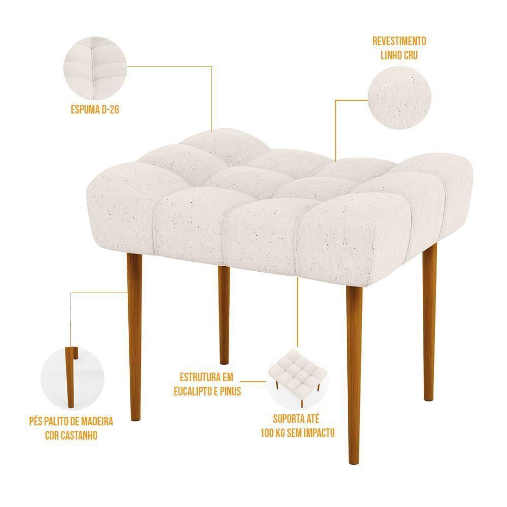 Puff Para Sala De Estar Requinte L02 Linho Cru - 5