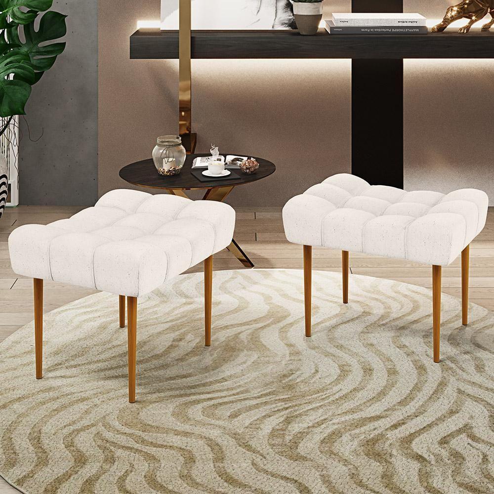 Puff Para Sala De Estar Requinte L02 Linho Cru - 7