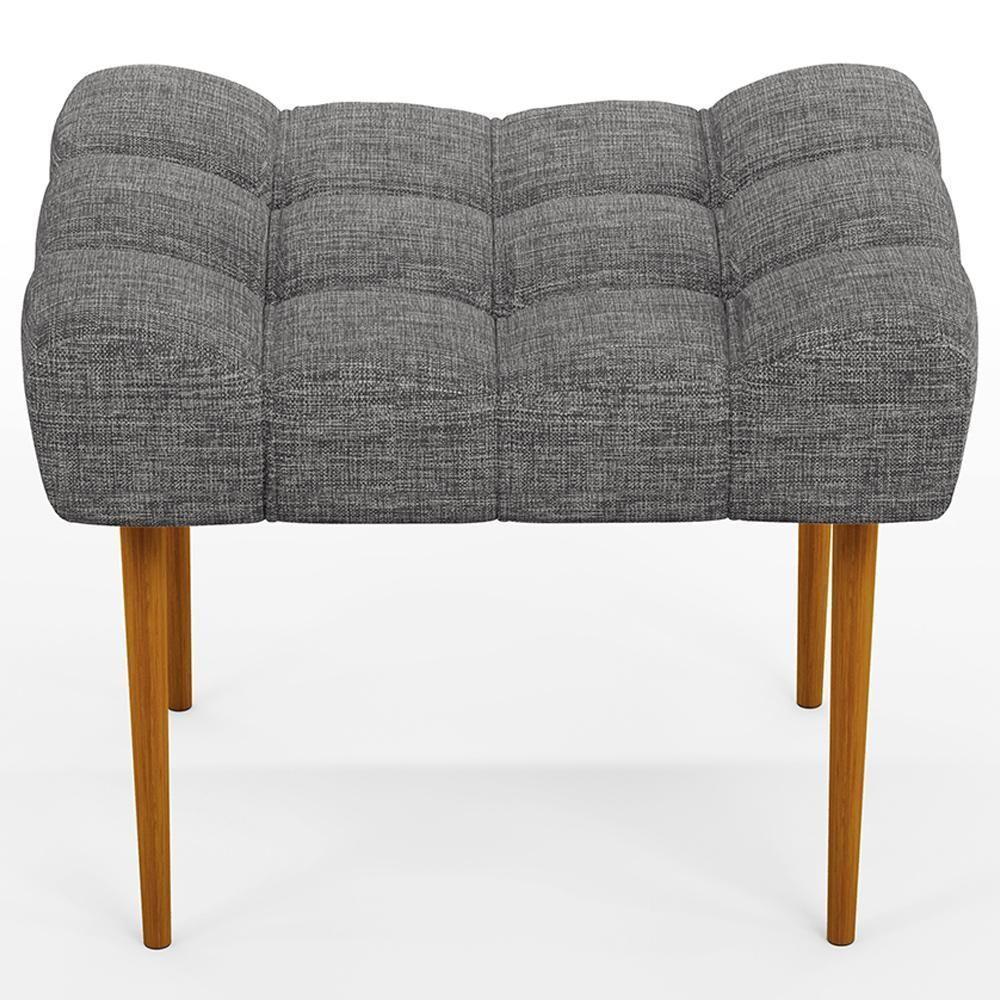 Puff Para Sala De Estar Requinte L02 Linho Cinza Escuro - 6