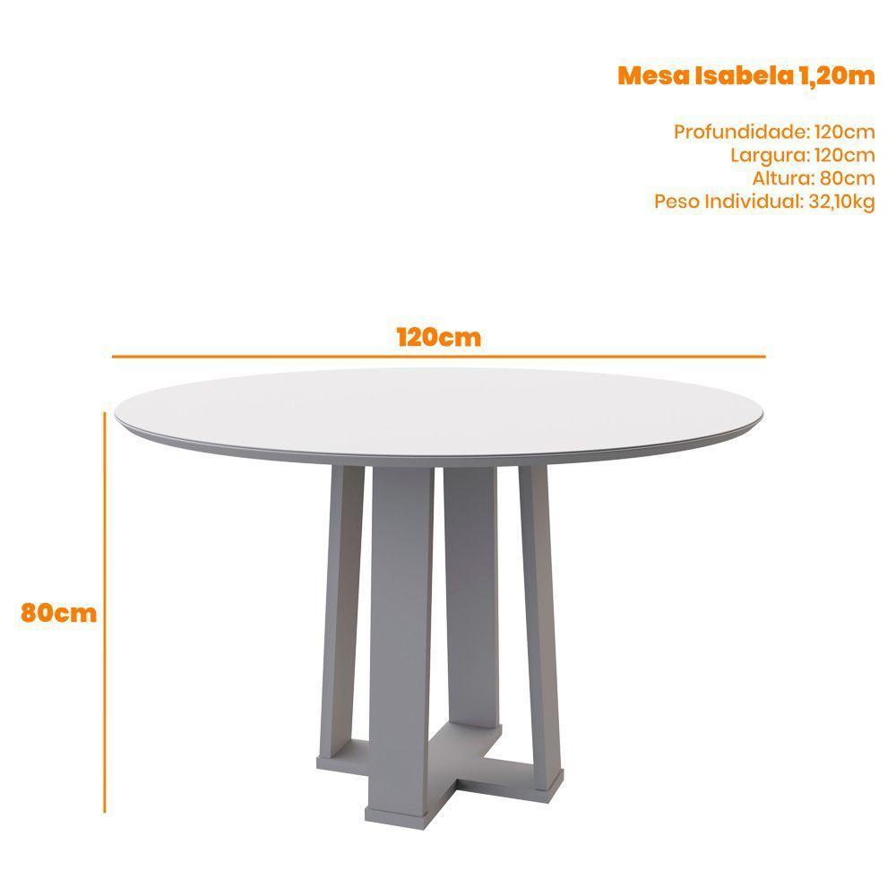 Mesa De Jantar 4 Lugares 1,20m Vidro Isabela Ypê Off White - 2