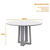Mesa De Jantar 4 Lugares 1,20m Vidro Isabela Ypê Off White
