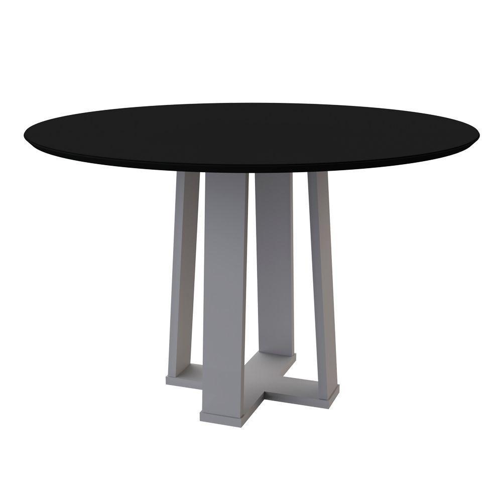Mesa De Jantar 4 Lugares 1,20m Vidro Isabela Off White Preto - 1