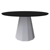 Mesa De Jantar 6 Lugares 1,35m Tampo Vidro Off White Preto - 1