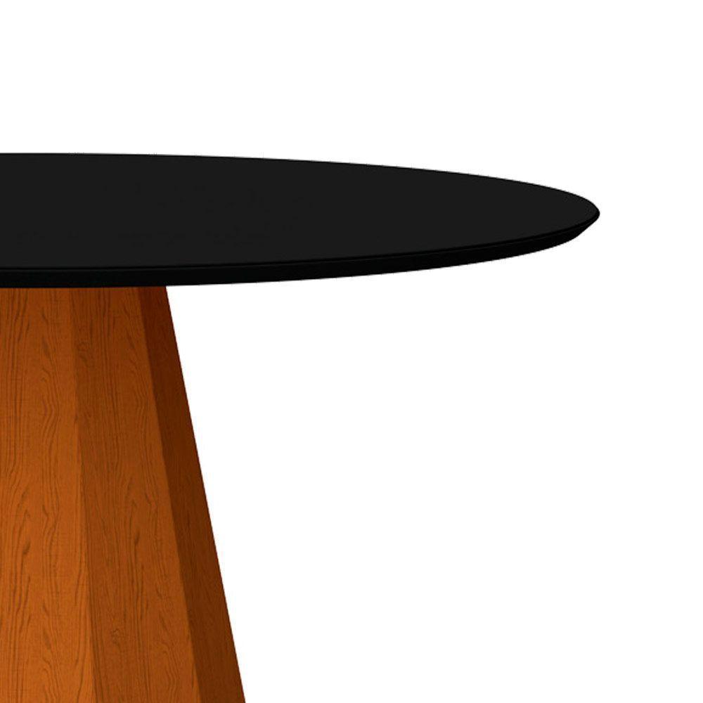 Mesa De Jantar 6 Lugares 1,35m Tampo Redondo Vidro Ypê Preto - 3