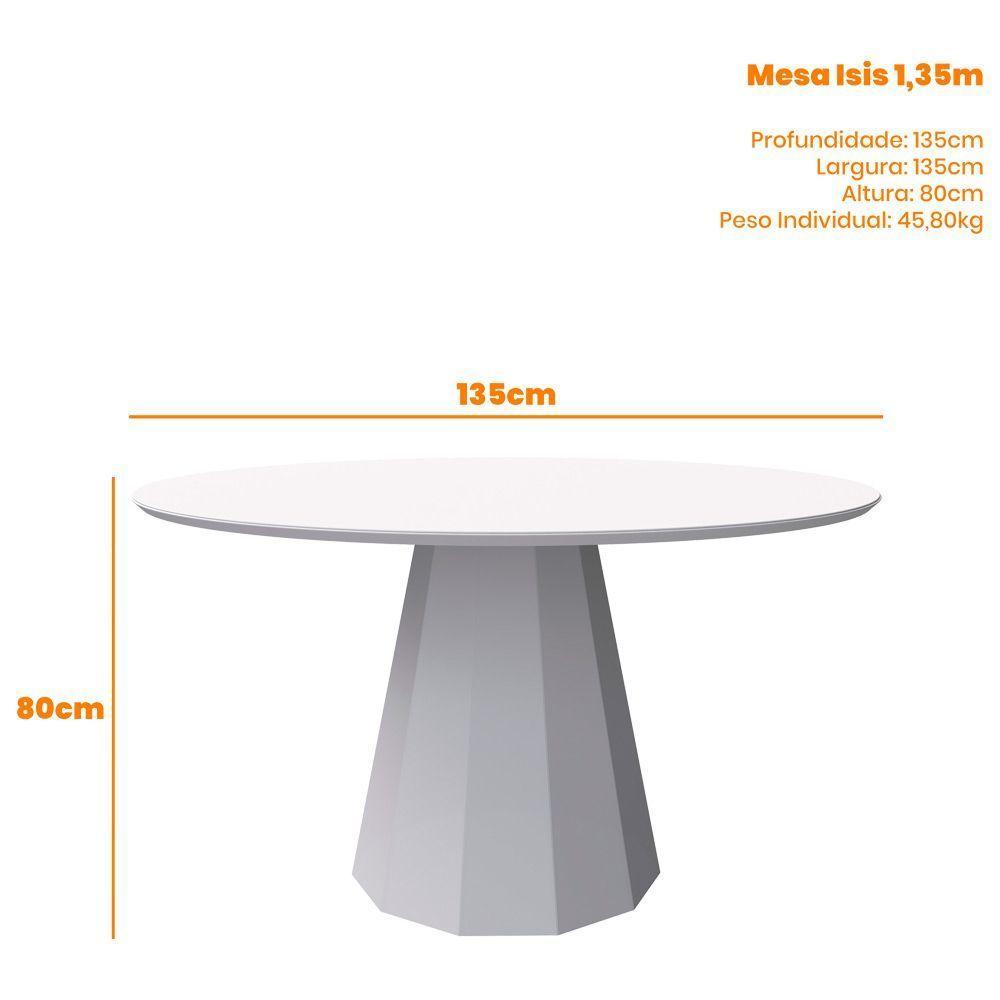 Mesa De Jantar 6 Lugares 1,35m Tampo Vidro Ypê Off White - 3