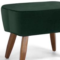 Puff Pés De Madeira Fixo Juliet D02 Veludo Verde C-303 - 3