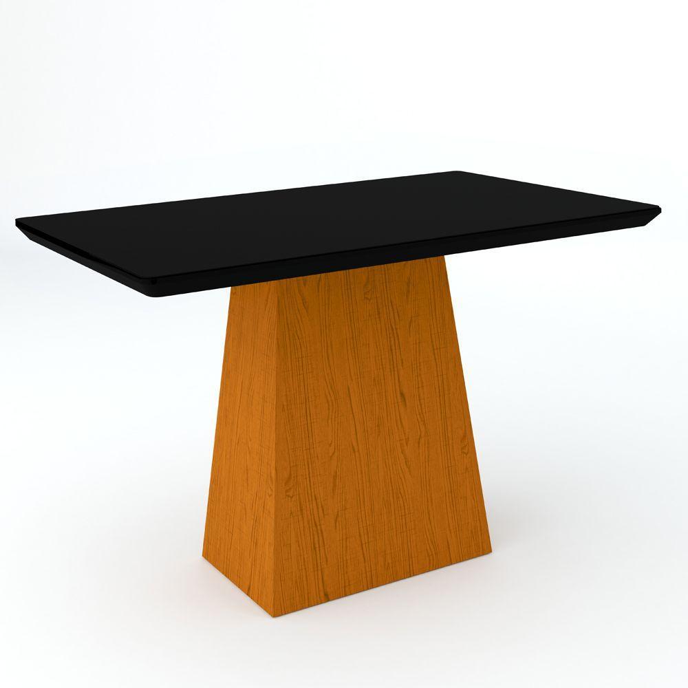 Mesa De Jantar 4 Lugares Tampo De Madeira Com Vidro 1,20m - 1