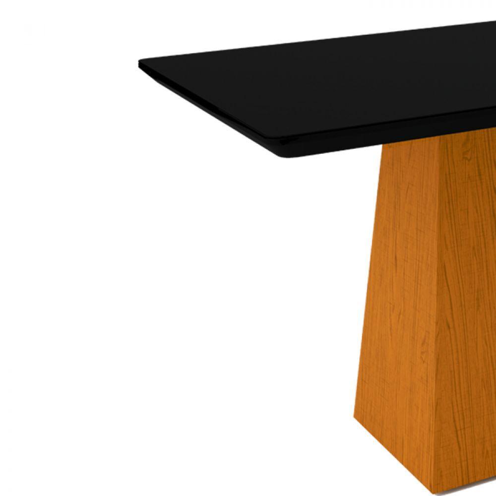 Mesa De Jantar 6 Lugares Tampo De Madeira Com Vidro 1,60cm - 3