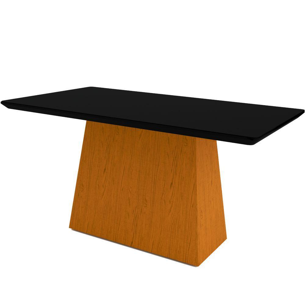 Mesa De Jantar 6 Lugares Tampo De Madeira Com Vidro 1,60cm - 4