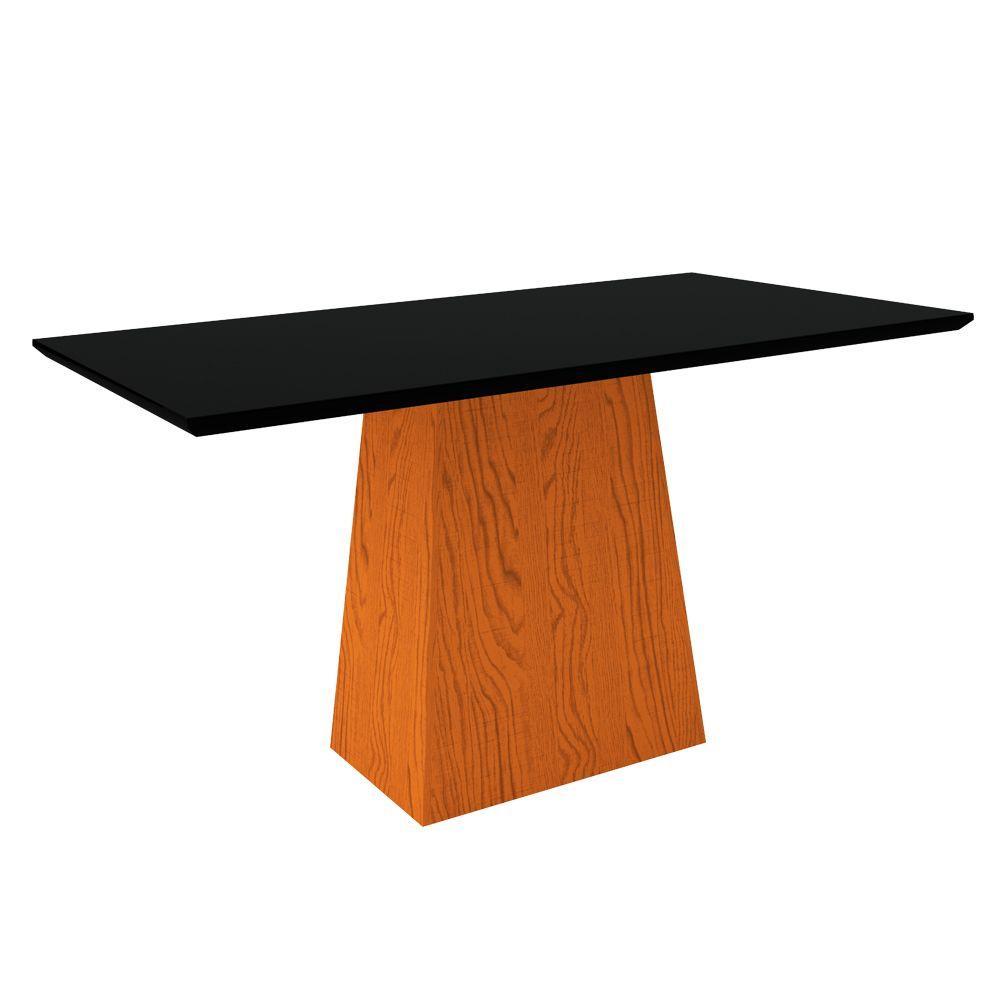 Mesa de Jantar 6 Lugares Tampo De Madeira Com Vidro 1,60m - 1