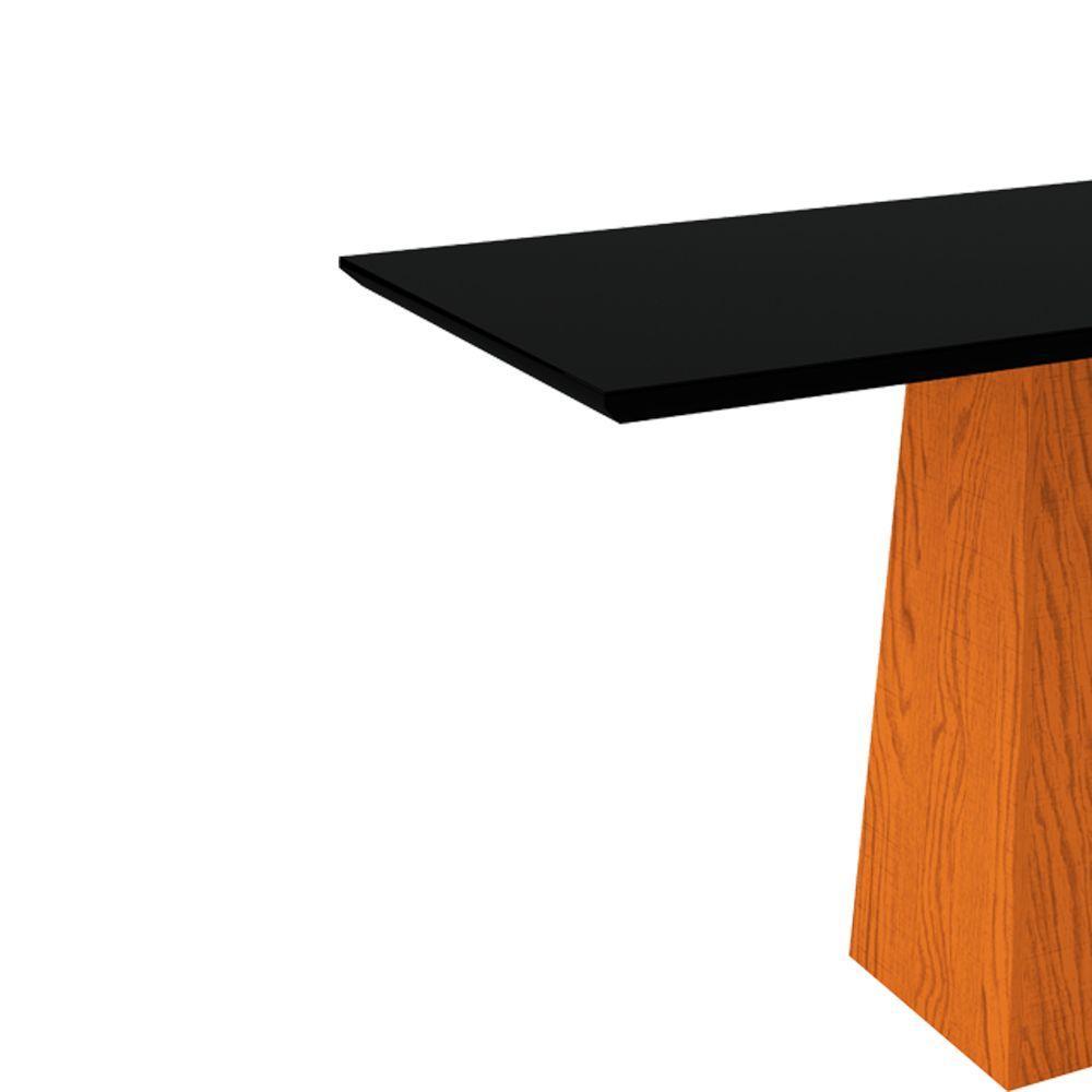 Mesa de Jantar 6 Lugares Tampo De Madeira Com Vidro 1,60m - 2