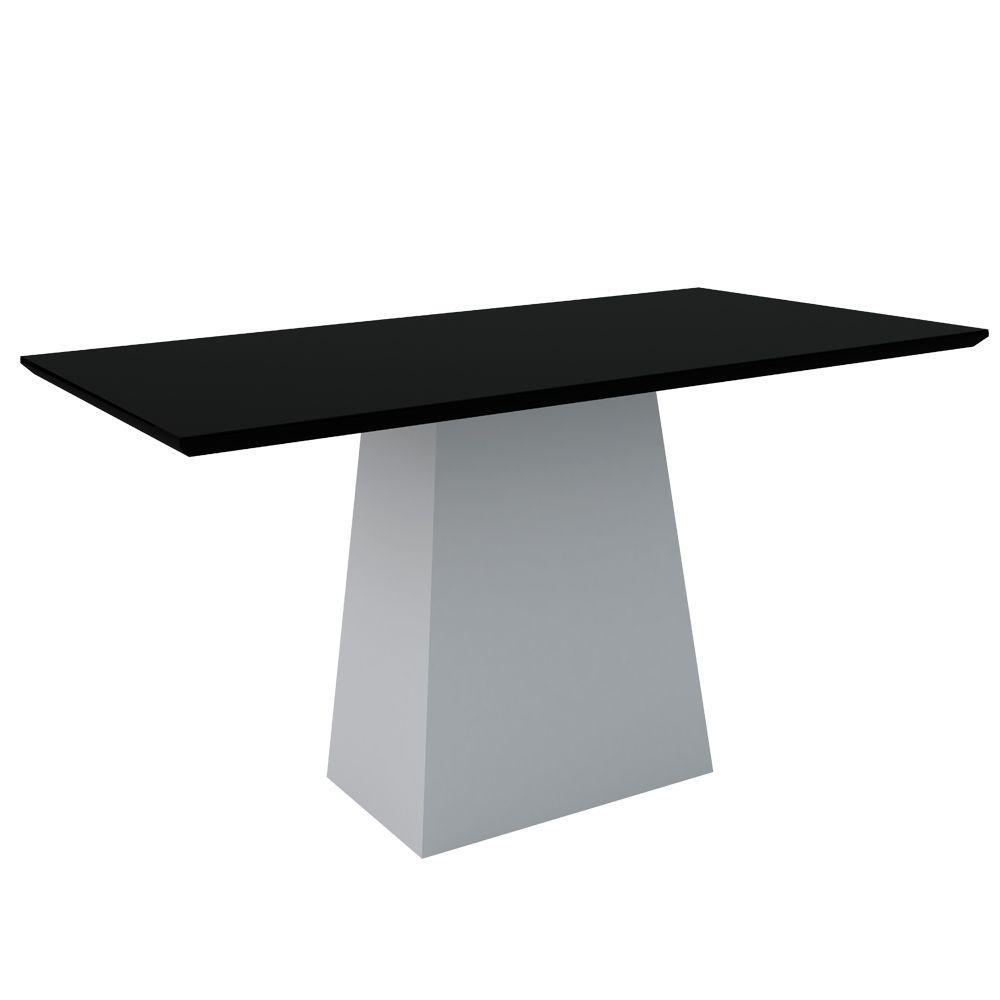 Mesa De Jantar 6 Lugares Tampo de Madeira Com Vidro 1,60m - 1