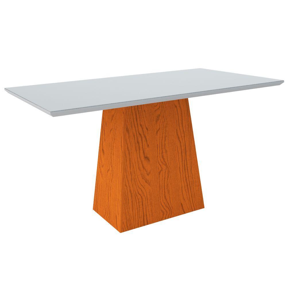 Mesa de Jantar 6 Lugares Tampo De Madeira com Vidro 1,60m - 1