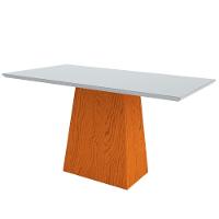 Mesa de Jantar 6 Lugares Tampo De Madeira com Vidro 1,60m - 2