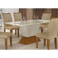 Mesa De Jantar 6 Lugares 1,80M Tampo Copo Mdf/Vidro Larissa - 2
