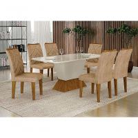 Mesa De Jantar 6 Lugares 1,80M Tampo Copo Mdf/Vidro Larissa - 2
