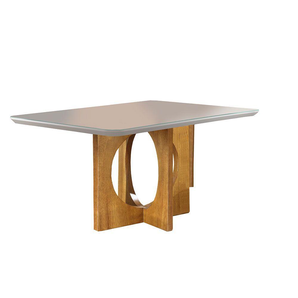 Mesa De Jantar 6 Lugares Barcelona Com Tampo De Vidro 160cm - 1