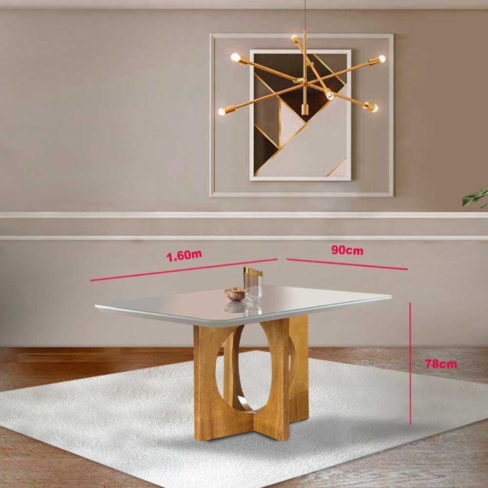 Mesa De Jantar 6 Lugares Barcelona Com Tampo De Vidro 160cm - 3