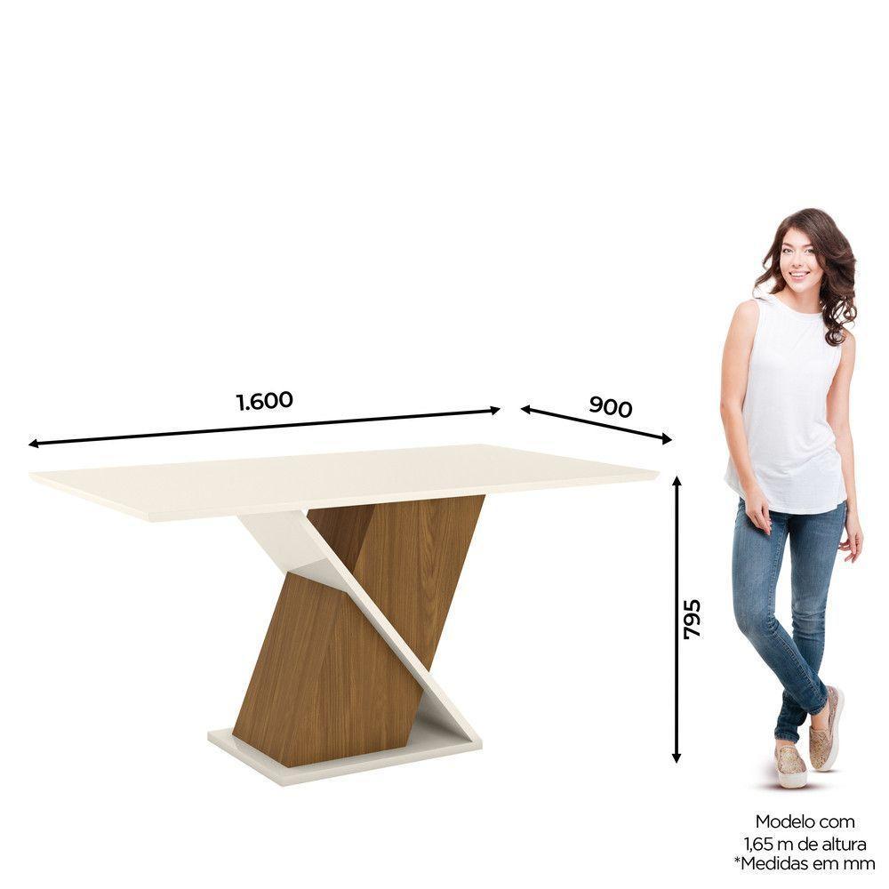Mesa De Jantar Com Tampo Mdf 160 Cm Solus Henn Nature Com Off White - 6