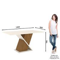 Mesa De Jantar Com Tampo Mdf 160 Cm Solus Henn Nature Com Off White - 9