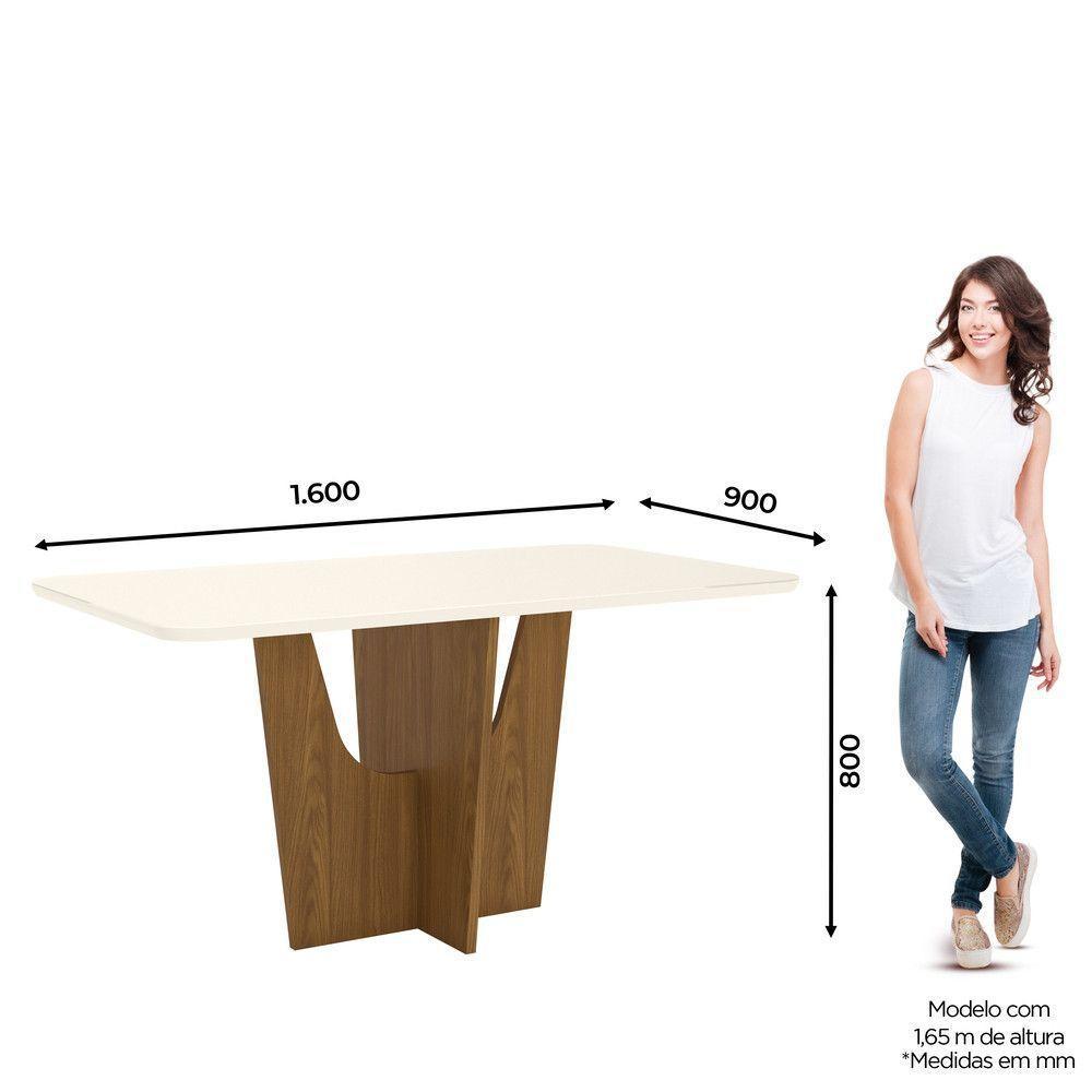 Mesa De Jantar Com Tampo Mdf Com Vidro 160cm Vértice - 6