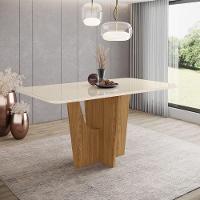 Mesa De Jantar Com Tampo Mdf Com Vidro 160cm Vértice - 1