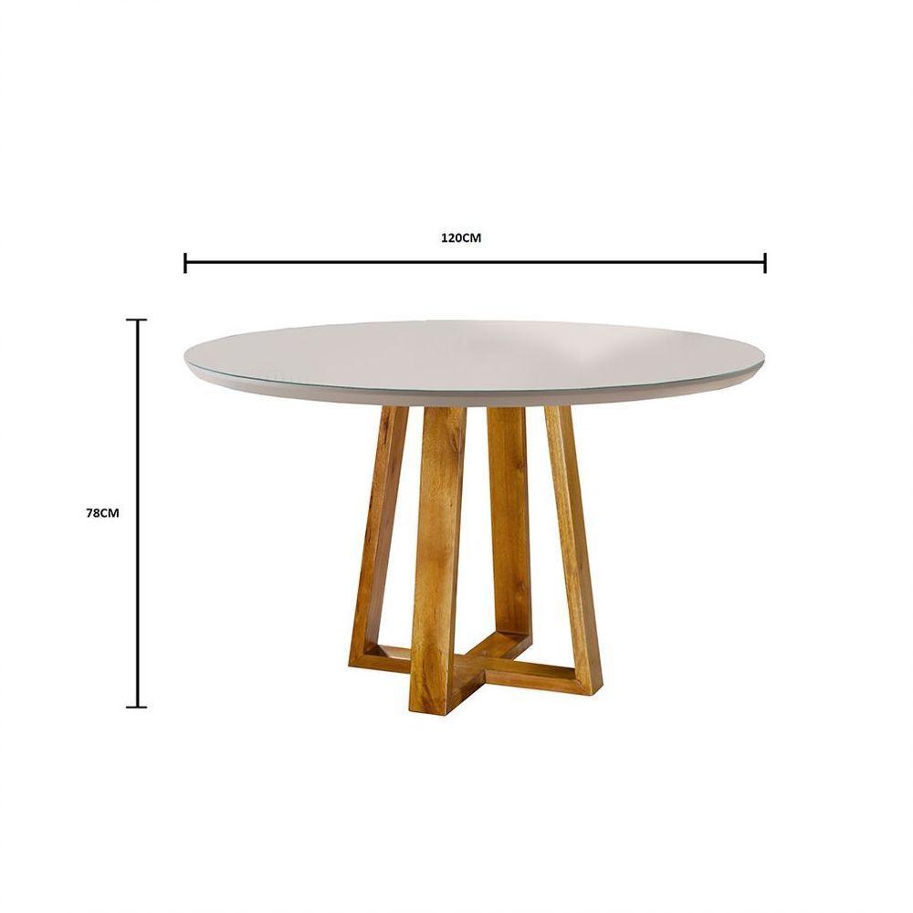 Mesa de Jantar Com Tampo de Vidro 120cm Mel com Off White - 4