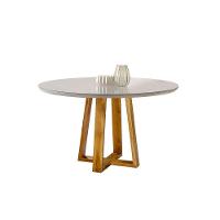 Mesa de Jantar Com Tampo de Vidro 120cm Mel com Off White - 3